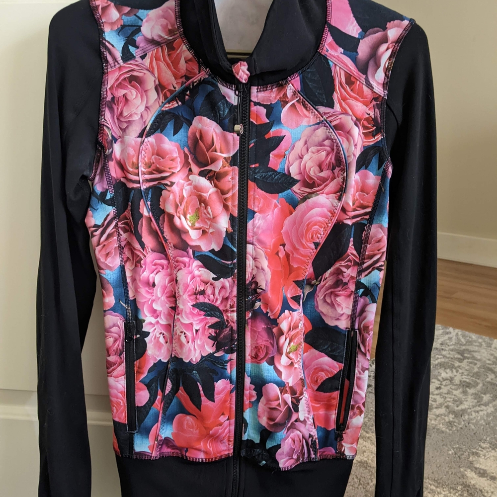 Floral Women's Jacket - Black and Pink